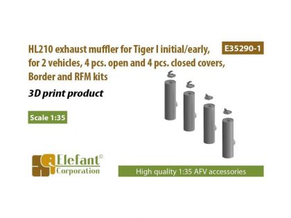 E35290-1 HL210 exhaust muffler for Tiger I initial/early(until December 1942), for 2 vehicles, 4 pcs. open and 4 pcs. closed covers, Border and RFM kits