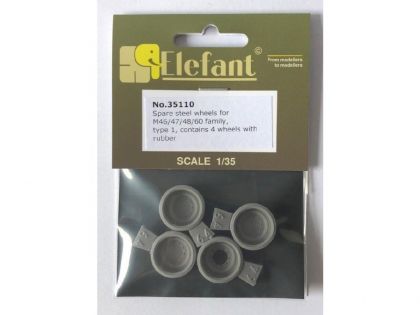 35110 Spare steel wheels for M46/47/48/60/103/ T54 family,  type 1,  contains 4 wheels with rubber