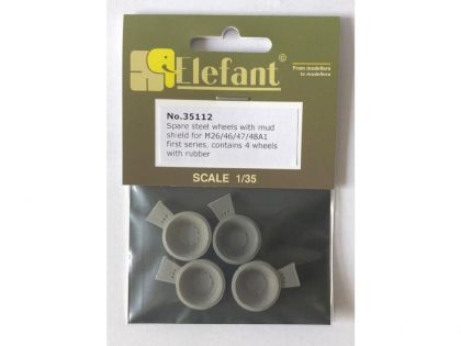35112 Spare steel wheels with mud shield for M26/46/47/48A1 first series,  contains 4 wheels with rubber