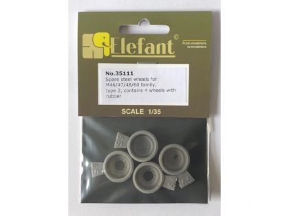 35111 Spare steel wheels for M46/47/48/60/103/ T54 family,  type 2,  contains 4 wheels with rubber