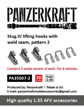 PA35007-2 Stug.IV lifting hooks with weld seam pattern 2, 3 welds variant of each, for 6 vehicles