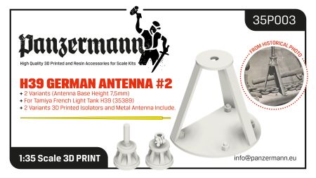35P003 German H39 Antenna set 2, 2 variants, base height 7,5 mm, isolators and brass antenna